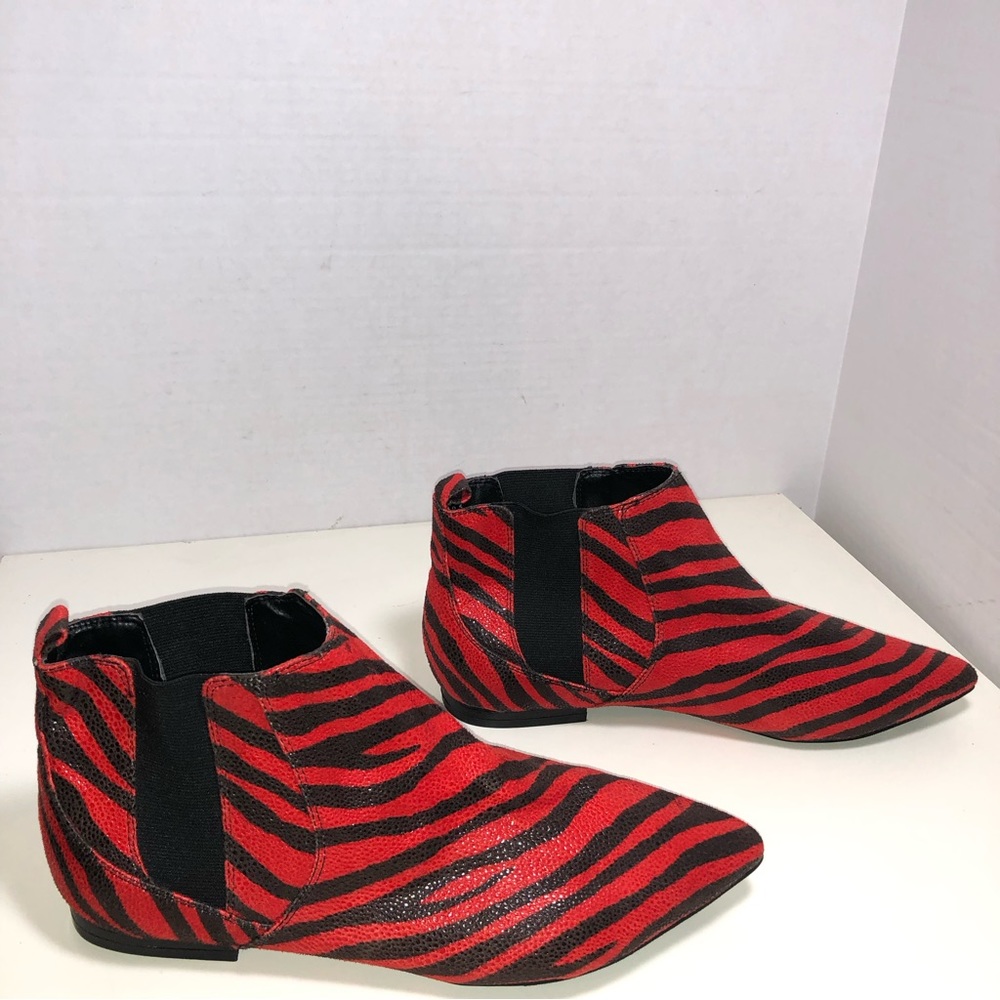 Tildon Red and Black Zebra Print Ankle Booties